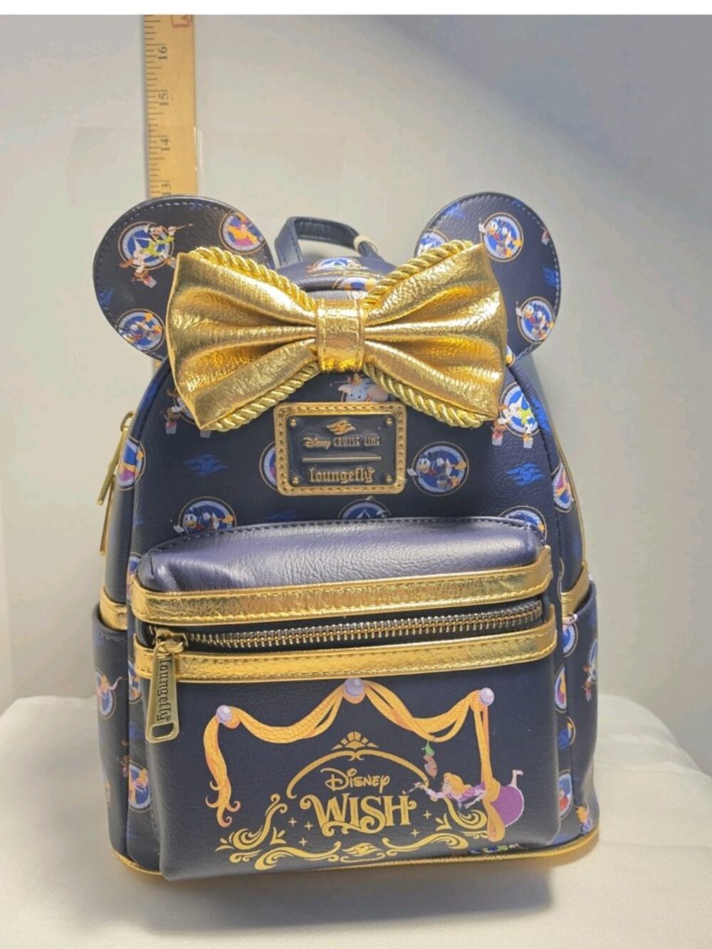Loungefly Disney Cruise Line DCL Wish Backpack Rapunzel With Bow Gold Blue New